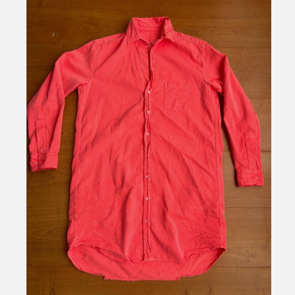 Frank & Eileen Mary Classic Shirt Dress Famous Denim Neon Pink Womens XL NWOT